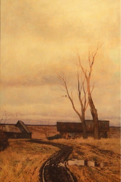 �.�.�������. �����. ������ � �������
Autumn. The road in village by Isaac I. Levitan
