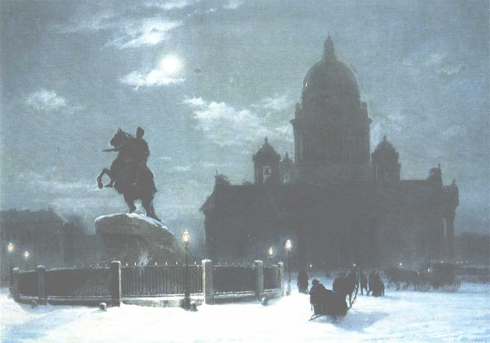 �.�.�������. ��� ��������� ����� I �� ��������� ������� � ���
View of the monument to Peter I in Senate square, St.-Petersburg by Basil I. Surikov