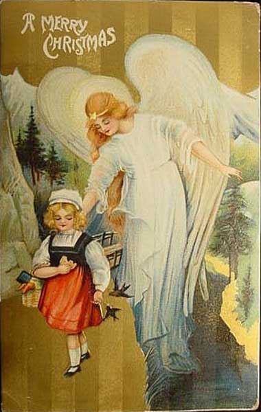 ��������. ����� ������������ �������
Postal card. Angel leading the small girl