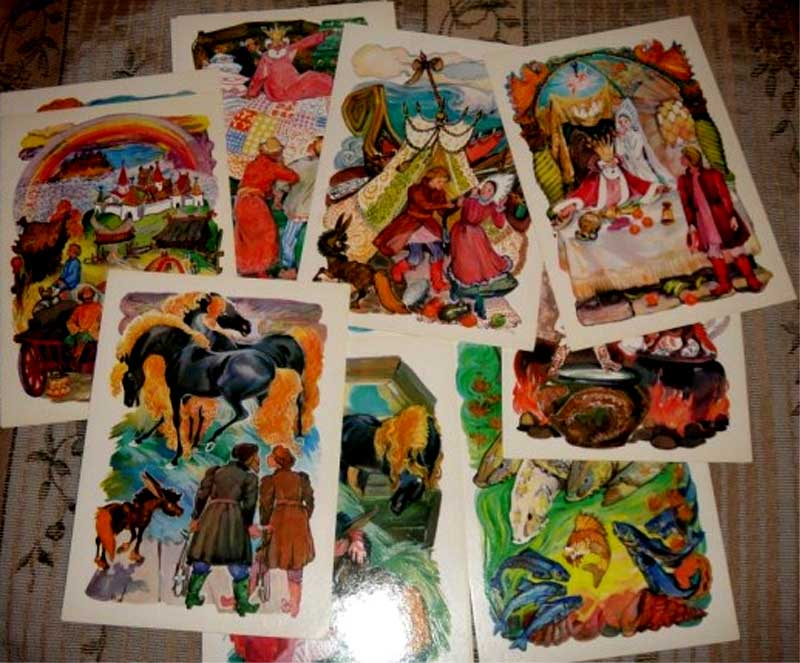 ����� �������� ��. �����. �����-��������. � ������������ �. ����������� � �. ���������
Set of postal cards �Peter P. Ershov. Konyok-Gorbunok. In llustrations by N.S.Stroganova and M.Y.Alekseyev�