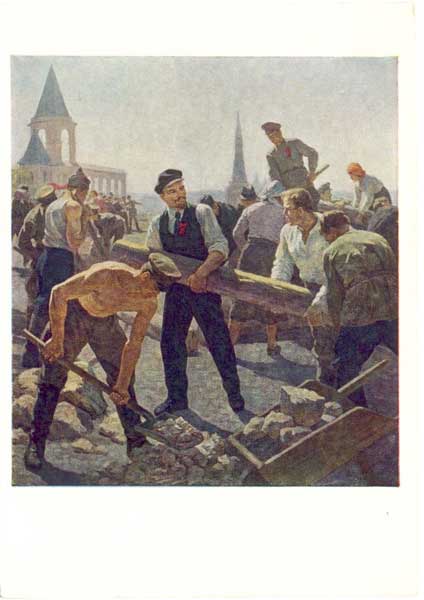 �. ������. �.�.����� �� ���������� � ������
Vladimir I. Lenin on gathering for collective social work in Kremlin by N Sysoyev