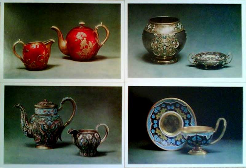 ����� �������� �������� ����� �� ������������� ������
Set of postal cards �Russian enamels from the History museum�