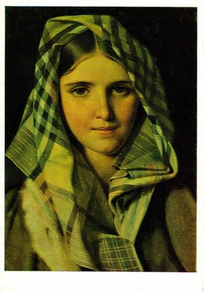 �������� ��.�.����������. ������� � ������
Postal card �The girl in kerchief by Alexis G. Venetsianov�