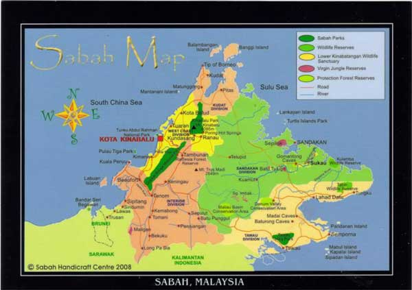 �������� ������ ������
Postal card �Sabah map�