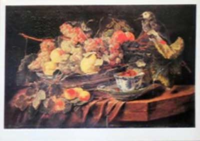 �������� ����� �. ��������� � �������, �������� � ��������
Postal card �Jan Fyt. Still life with flowers, fruit and parrot�