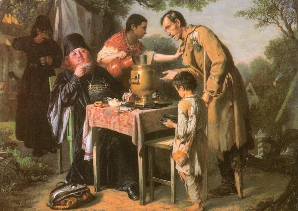 �������� ��.�.�����. �������� � �������, ���� �������
Postal card �Tea-party in Mytishchi near Moscow by Basil G. Perov�