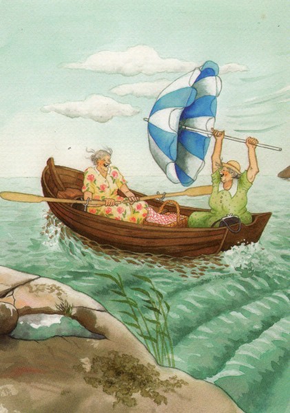 �������� ��. ���. �� ����� ��� ������
Postal card �On sculls under parasol by Inge Look�
