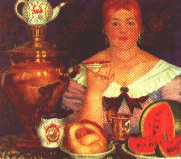 �.�.���������. ������� �� ����
Merchant's wife during the ceremony of taking tea by Boris M. Kustodiyev