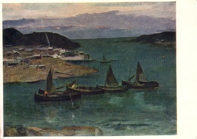 �������� �������� �. �������� ���������
Postal card �V. Krainev. Fishing encampment�