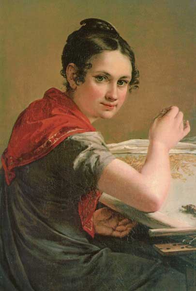 �������� ��.�.��������. ������������
Postal card �Golden sewing maid by Basil A. Tropinin�
