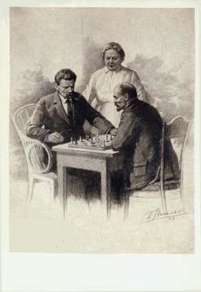 �.�.��������. �.�.����� � �.�.������� �� ����� � �������
Vladimir I. Lenin and Alexis M. Gorky playing a chess by Peter V. Vasiliyev