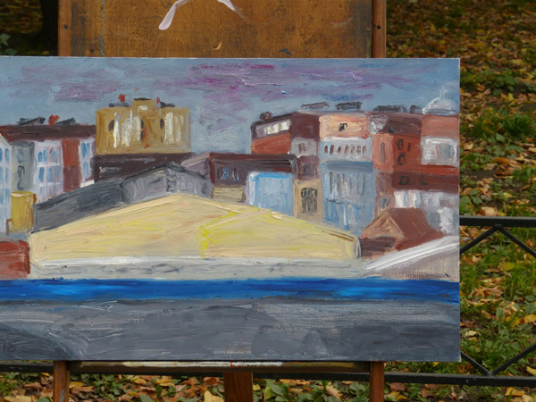 ����� ���������� � ������ ���������� �������. 
The watch by painters in protection of the Pushkarskaya square. 
