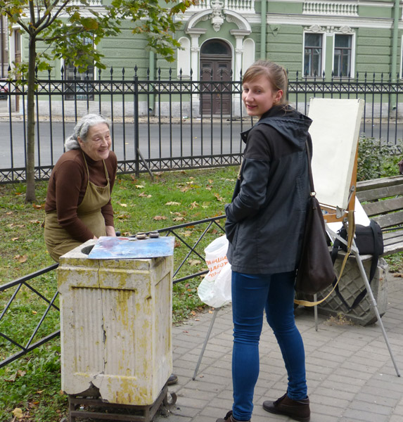 ����� ���������� � ������ ���������� �������. ������ ������
The watch by painters in protection of the Pushkarskaya square. Marina Spivak