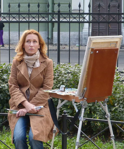 ����� ���������� � ������ ���������� �������. ������ �������
The watch by painters in protection of the Pushkarskaya square. Oxana Petrova