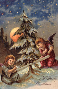��������. ������ ����� ����
Postal card. Angels with saw