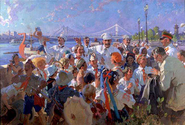 �.�.������. �.�.������ � ����� ��������� ����� ����� � ����������� ����� �������� � ������ ��. ��������
Joseph V. Stalin and members of Political Bureau among children in the Central park of culture and rest by Basil S. Svarog