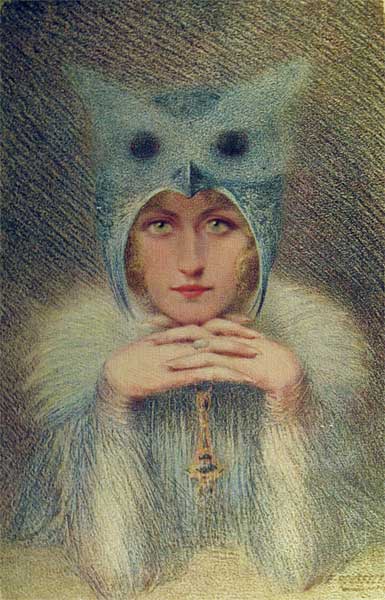 �������� ��. ������. ������� � ������� �����
Postal card �Woman in the owl costume by E. Rousselet�