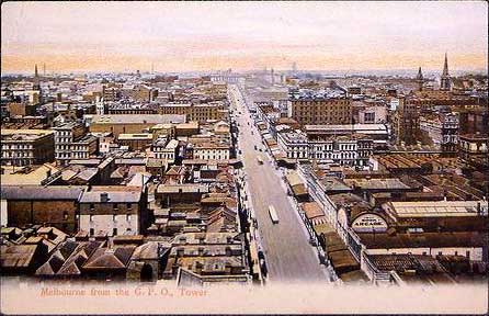 �������� ��������� � ����� ������������
Postal card �Melbourne from G.P.O. Tower�