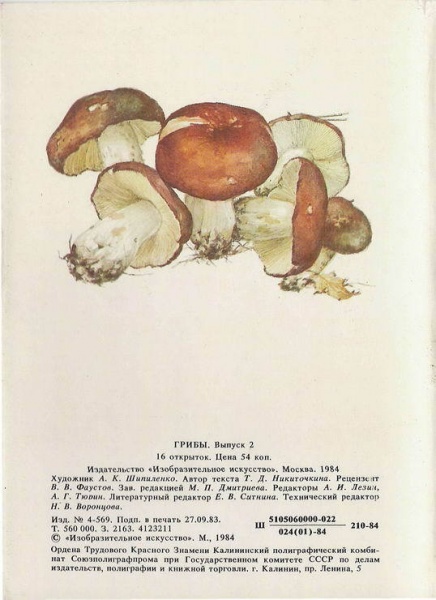 ����� �������� ��. ���������. ������
Set of postal cards �Mushrooms by A. Shipilenko�